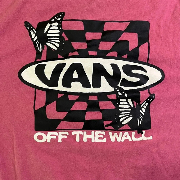 Vans Women's Long Sleeve Mauve Crop Top with Vans Logo | Size Small - Picture 6 of 7